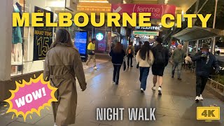 Melbourne Flinders street Night walk 4K