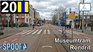 Cabinerit Tram 20 (Amsterdam) | Dam - Leidseplein - Artis - Dam (Tram Driver&#39;s POV)