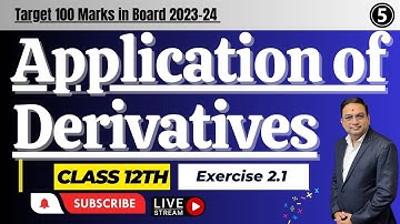 Application of Derivatives| Exercise 2.1 Q.13 to 15 | Class 12th Maths JEE CET| Maharashtra Board