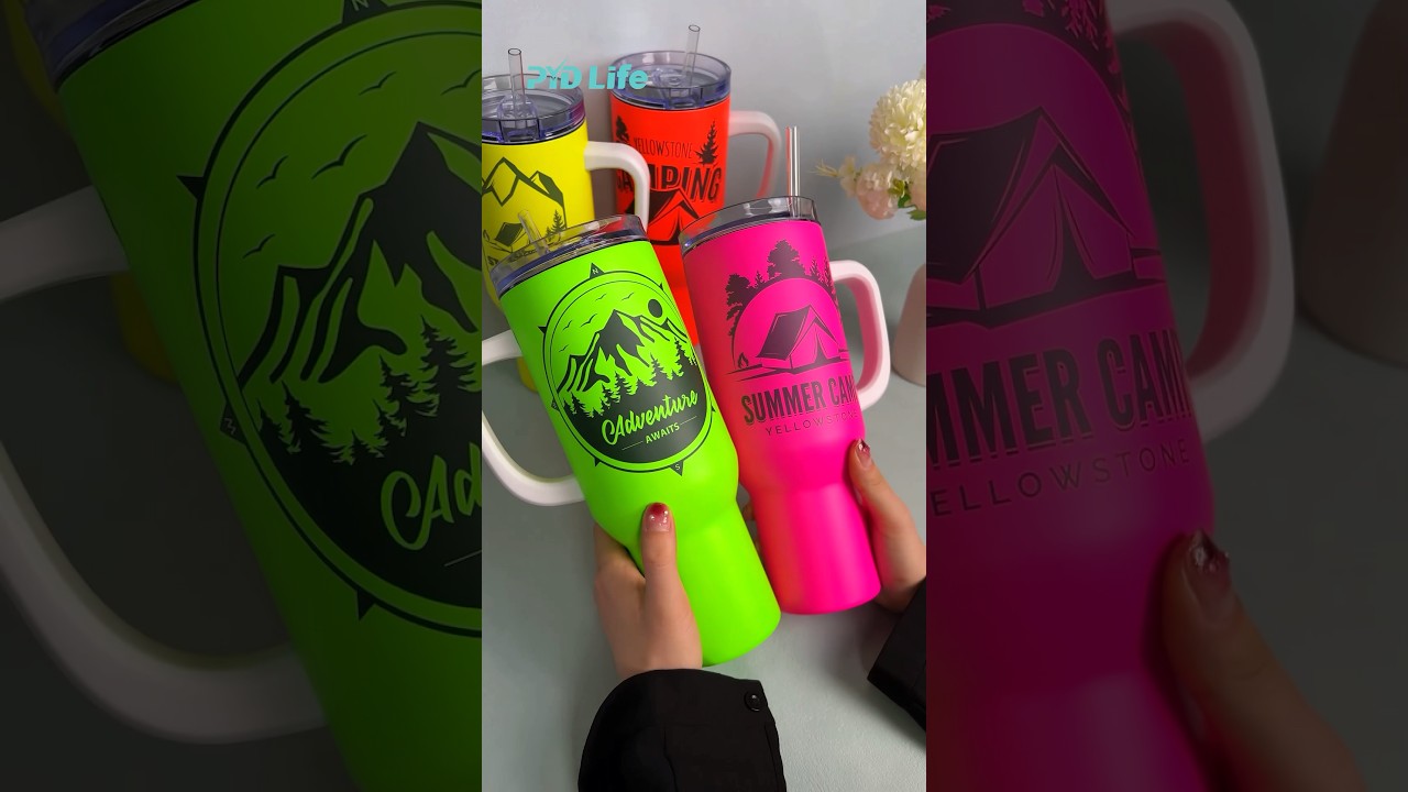 NEW Sublimation Neon 40 OZ Tumbler with Handle. 4 colors 2 materials: glossy and matte available now