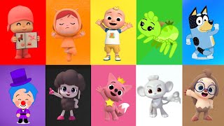 🌈 Aprende los Colores con Plim Plim, Cocomelon, Bluey y Pinkfong 🎨 | Canción Divertida para Niños