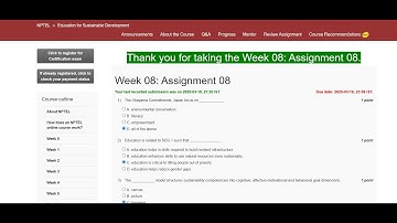 Introduction to Sustainable Development NPTEL || Week 8 : Assignment 8|| Answers || Updated ||