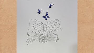 How to draw realistic open book with butterfly. Pencil sketch for beginner #art #painting #drawing