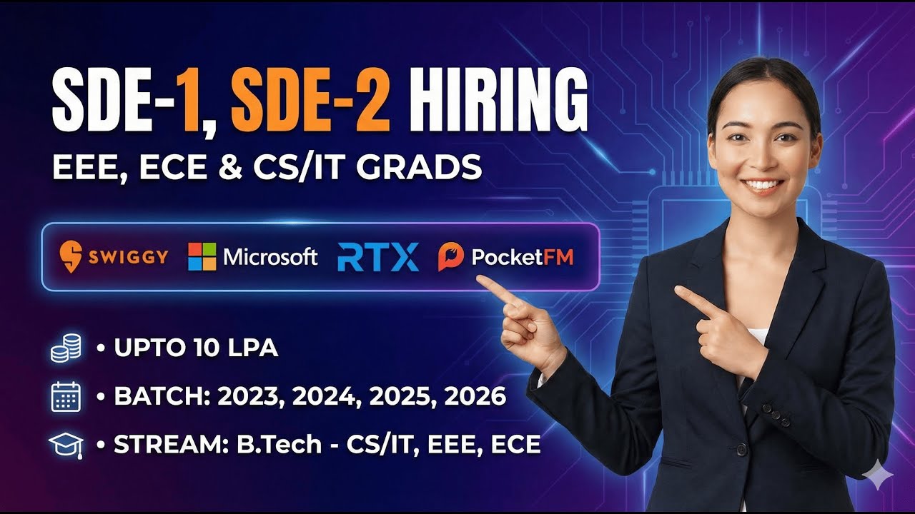 🔥ECE, EEE, CS/IT Stream Hiring | Product Base Companies Hiring |  SDE-1, 2 Hiring | 2023-2026 Batch