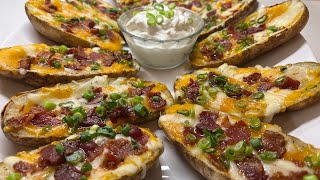 How to Make The Most Delicious, Crispy and Gooey Potato Skins! |  Baked Not Fried Very Easy