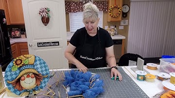 How to Make a Denim Blue Fall Scarecrow Wreath Making Tutorial