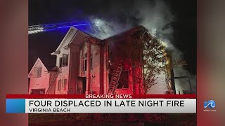 4 people and dog displaced, 2 cats dead after VB house fire