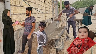 Beautiful view in front of Saleh's house: cementing the porch