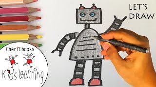 robot draw drawing step easy simple children lets