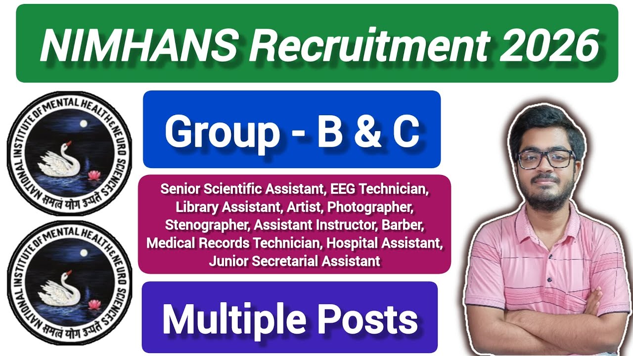 NIMHANS Group B & C Recruitment 2026 || 52 Vacancies || Apply Online || Notification Out || 