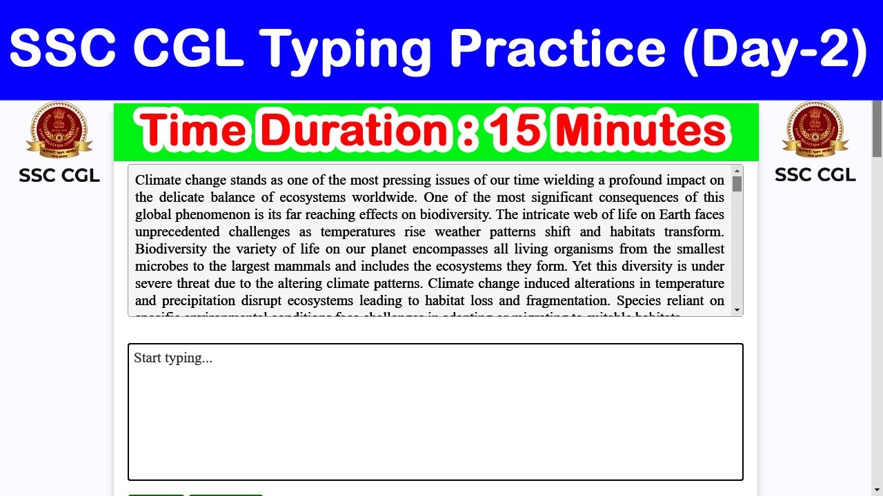 SSC CGL Typing Practice Day 2 | 44 WPM Typing Speed with 96.56% ...