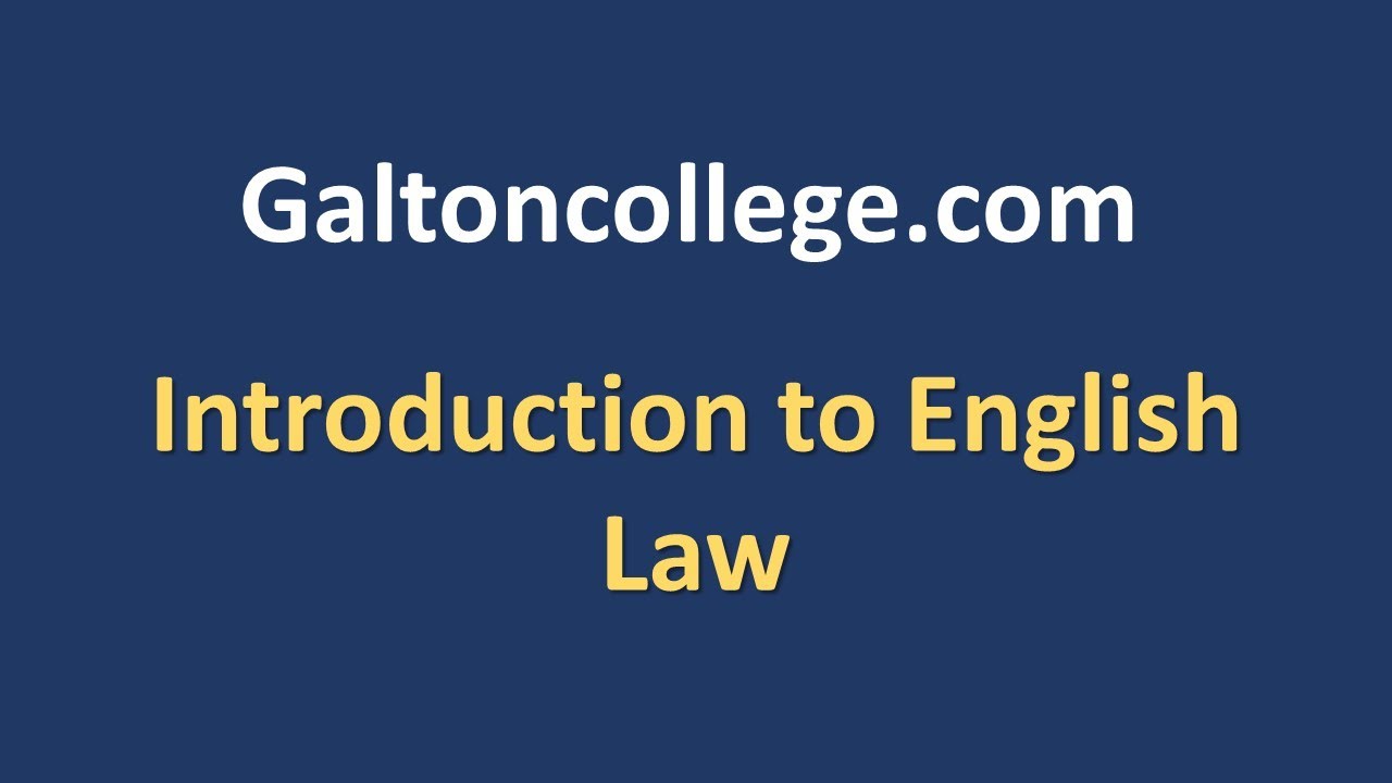 Introduction to English Law YouTube