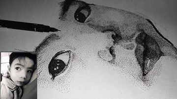 POINTILLISM TIME LAPSE DRAWING PORTRAIT USING PEN