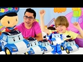 Pepee ve Robocar Poli ekibi. Nail baba ile araba oyunları