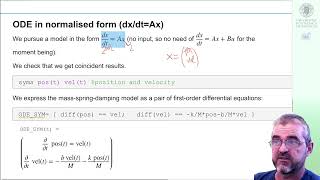 Solving ordinary differential equations (ODE) with Matlab (dsolve): mass-spring state-space form