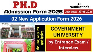 PhD 2 New Application Form, Government university, Direct Interview, PhD Admission 2026