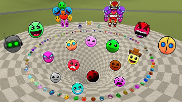 Geometry Dash and Lobotomy Dash Nextbots Family FALL into a FUNNEL Chasing me Gmod