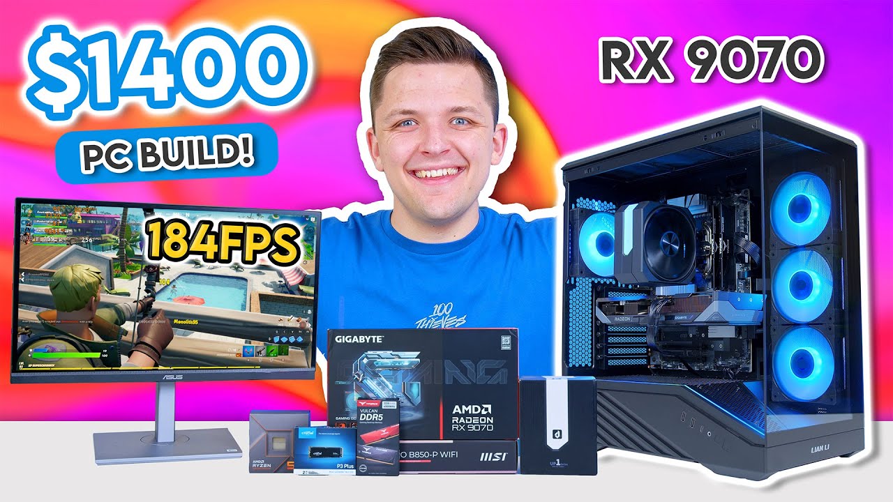 Best $1400 Gaming PC Build 2025! 😀 [ft. RX 9070 & Ryzen 5 w