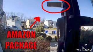 AMAZON DRONE DROPS PACKAGE ON GUY'S HEAD!!!