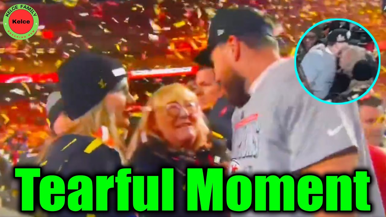 Most Tearful Moment Travis Hugs Mom Donna kelce After Winning AFC  Championship