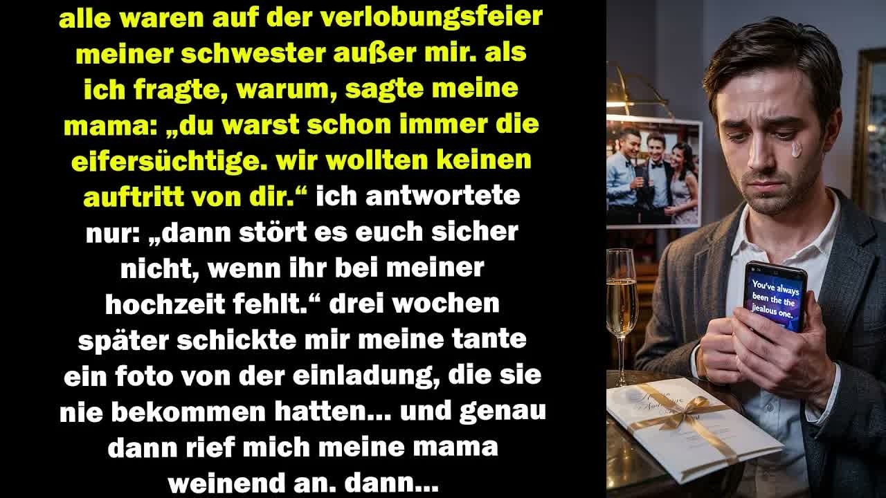sie schlossen mich von der verlobung aus – doch meine hochzeitseinladung brachte alles zum kipp