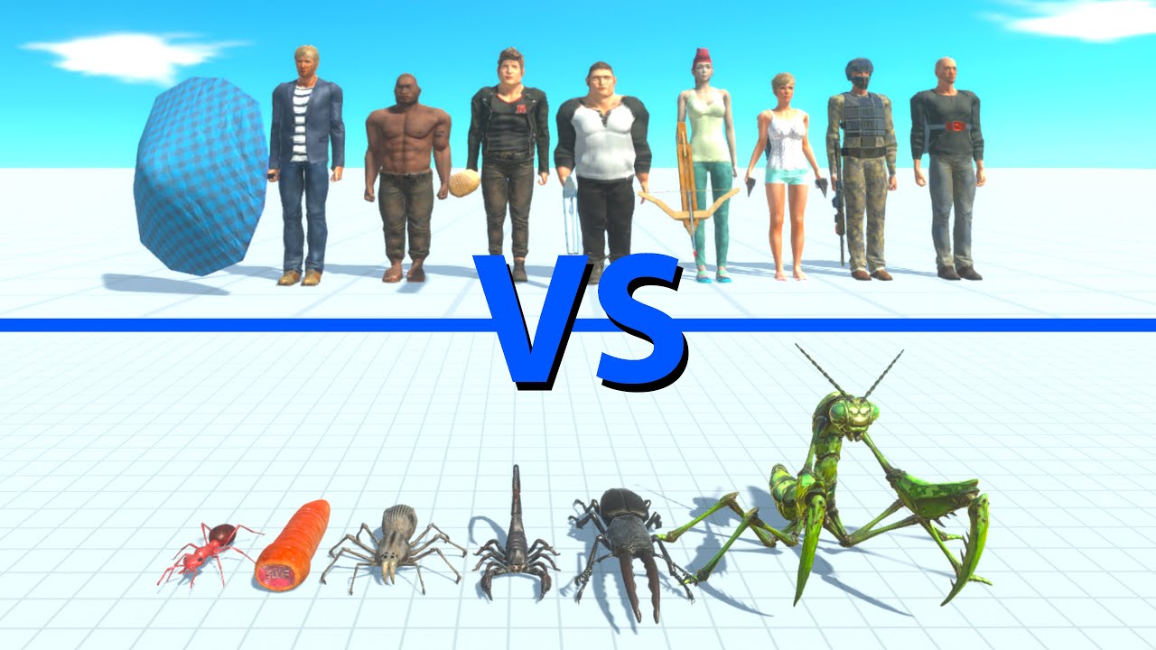 MODERN HUMANS Team vs GIANT INVERTEBRATES Team - Animal Revolt Battle Simulator