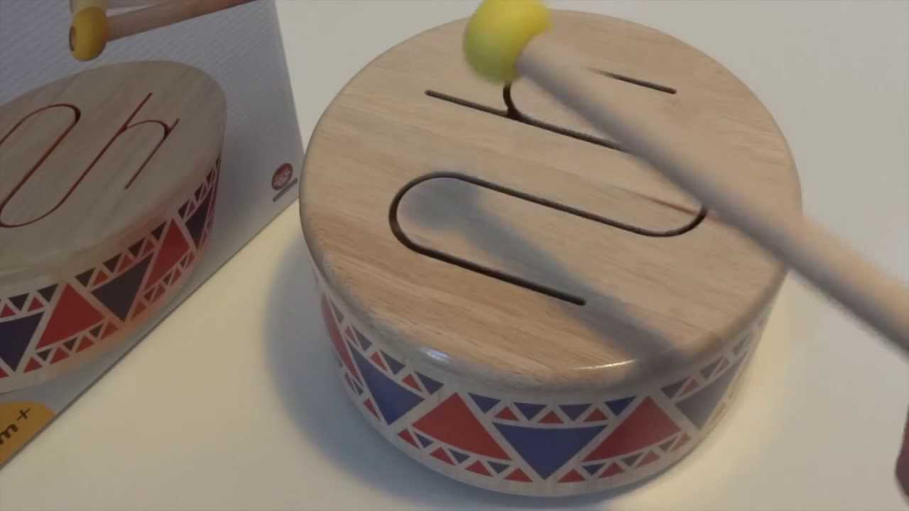 Plan Toys Solid Wood Drum - Quick overview - YouTube
