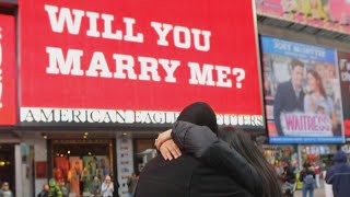 Men Propose on Valentine's Day Using Times Square Billboards