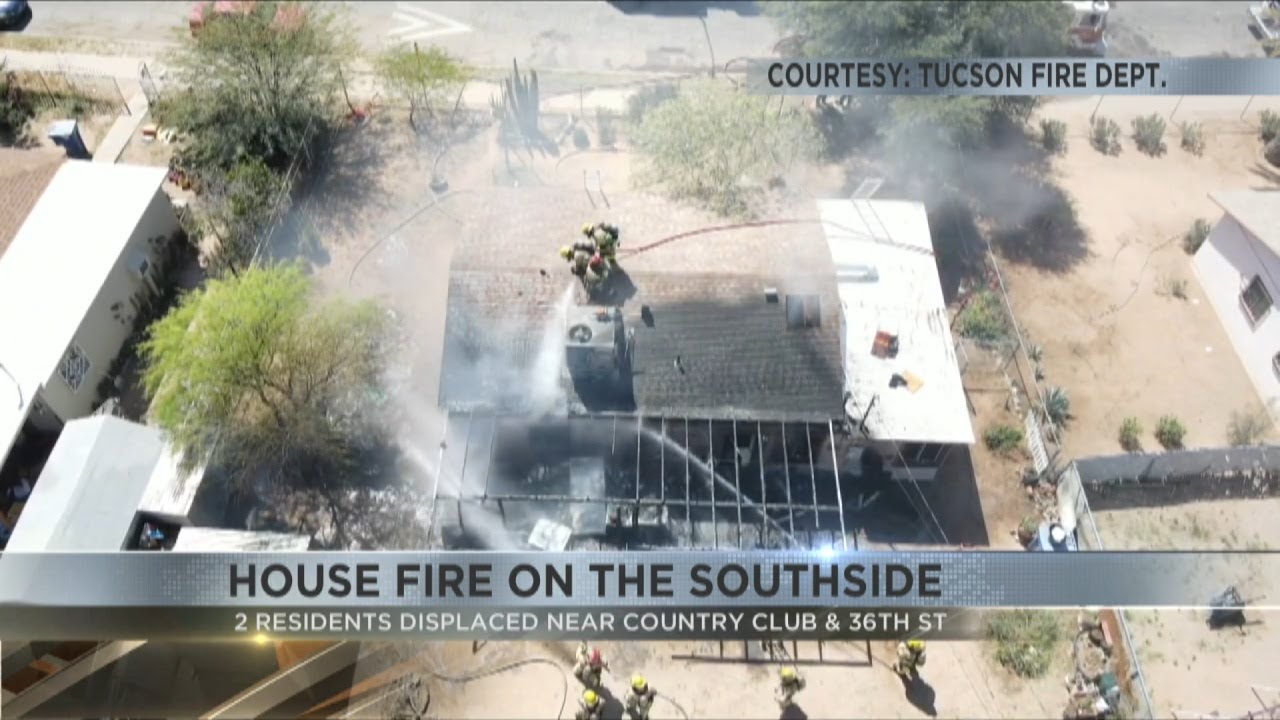 Two people displaced after house fire on Tucson's southside - YouTube