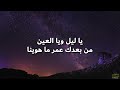Al Shami Ya Leil W Yal Ein Lyrics كلمات الشامي يا ليل ويا العين 