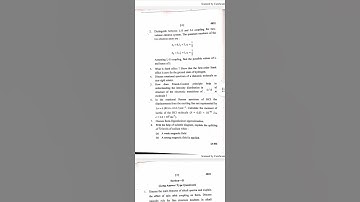 Atomic and Molecular Spectra M.Sc physics paper 2019 kumaun university