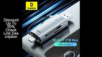 Baseus Card Reader USB C & USB3.0 to SD Micro SD TF Memory Card Device 104MB/s 2TB Smart Cardreader