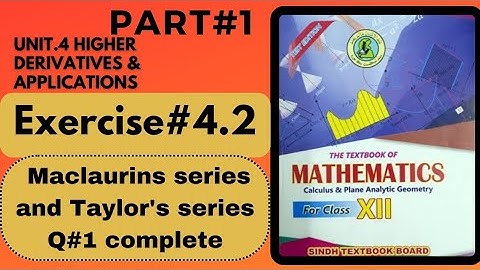 12 Class maths stbb|| Unit4 higher order derivatives|| Exercise 4.2|| Q1 complete||Part 1 Freemaths