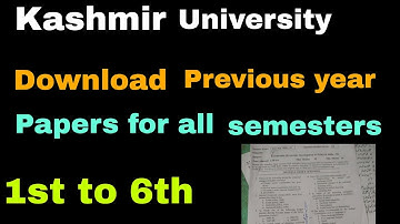 Kashmir University download previous year papers for all semesters 1st to 6th