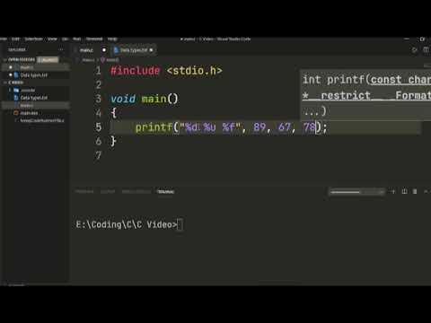 C Series - Video 2 - Data Types and Format Specifiers