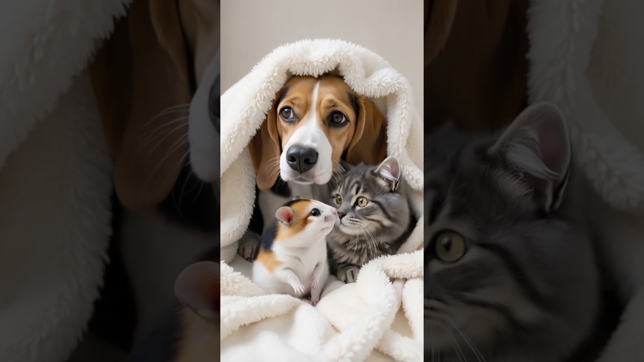 "Dog, Cat, and Hamster Face Off: Their First Meeting Is Priceless! 🐶🐱🐹👀"
