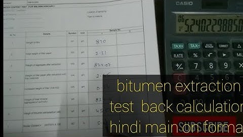 Bitumen Extraction Test Back calculation Hindi main on Format