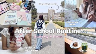 After School Routine *REALISTIC* 🇰🇷📚studying in Korea, exam prep, night skincare routine