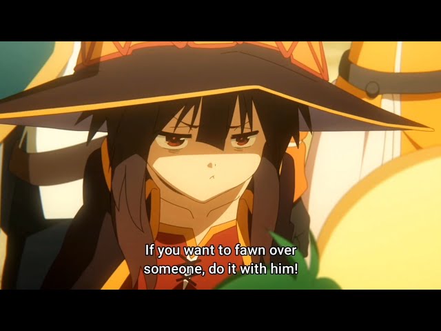 Megumin gets jealous when Iris starts flirting with Kazuma class=