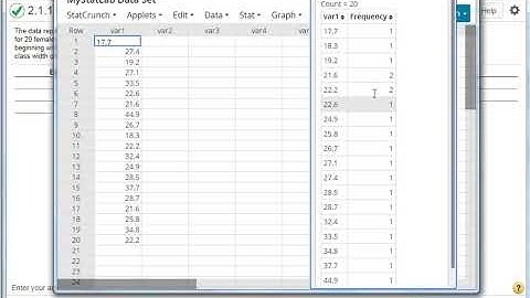 Frequency Tables and Histograms with Statcrunch