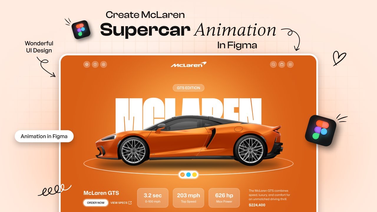McLaren Supercar Website UI Design in Figma | Animation in Figma | Figma Tutorial For Beginners