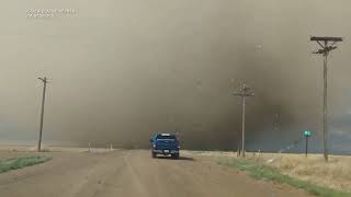 Debris Flies as Funnel Cloud Swirls in Kendall, Kansas