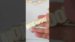 3D Gold Plated Shiny Hollywood Font Fridge Magnet, Los Angeles, California,USA