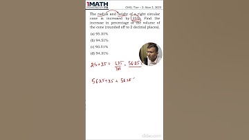 The radius and height of a right circular cone is increased by 25%. Find the increase..