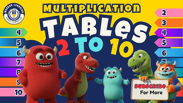 Learn Multiplication Tables 2 to 10 – Fun Math Song with Cute Monster & Dinos | Wanoor Learning