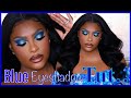 GRWM Blue Eyeshadow NO FOUNDATION Summer Makeup Tutorial