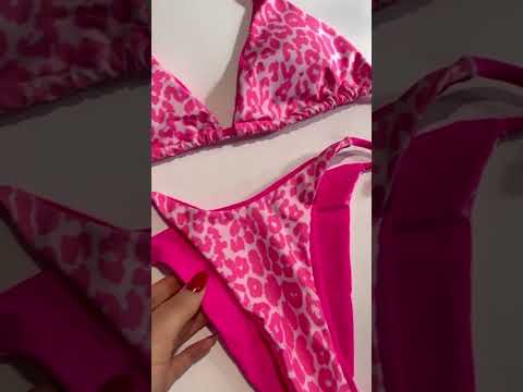 Жіночий роздільний купальник бікіні на зав'язках LEOPARD SPOTS рожевий, видео 1