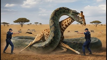 Heroic Rescue Team Saves Innocent Mother Giraffe from Giant Python Attack🐍