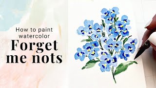 How to paint loose Forget me nots in watercolor - Day 14