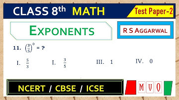 Math Class 8 | Test Paper - 2 | Qus. 11 | Exponents | Chapter - 2 | R S AGGARWAL  #mvo #exponents
